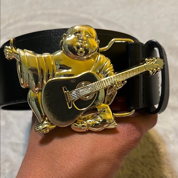 True Religion Other - Gold and Black Buddha Guitar Belt